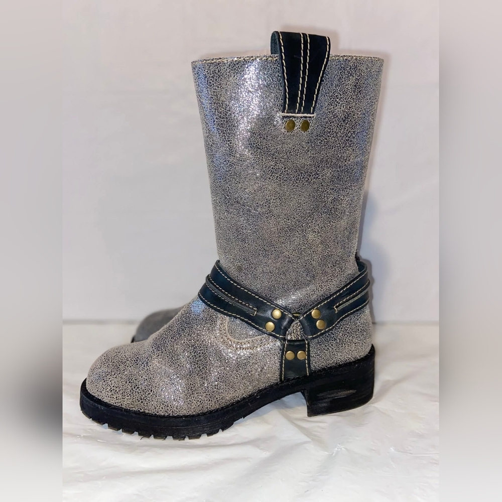 Silver and Black Leather Boots By Sbicca